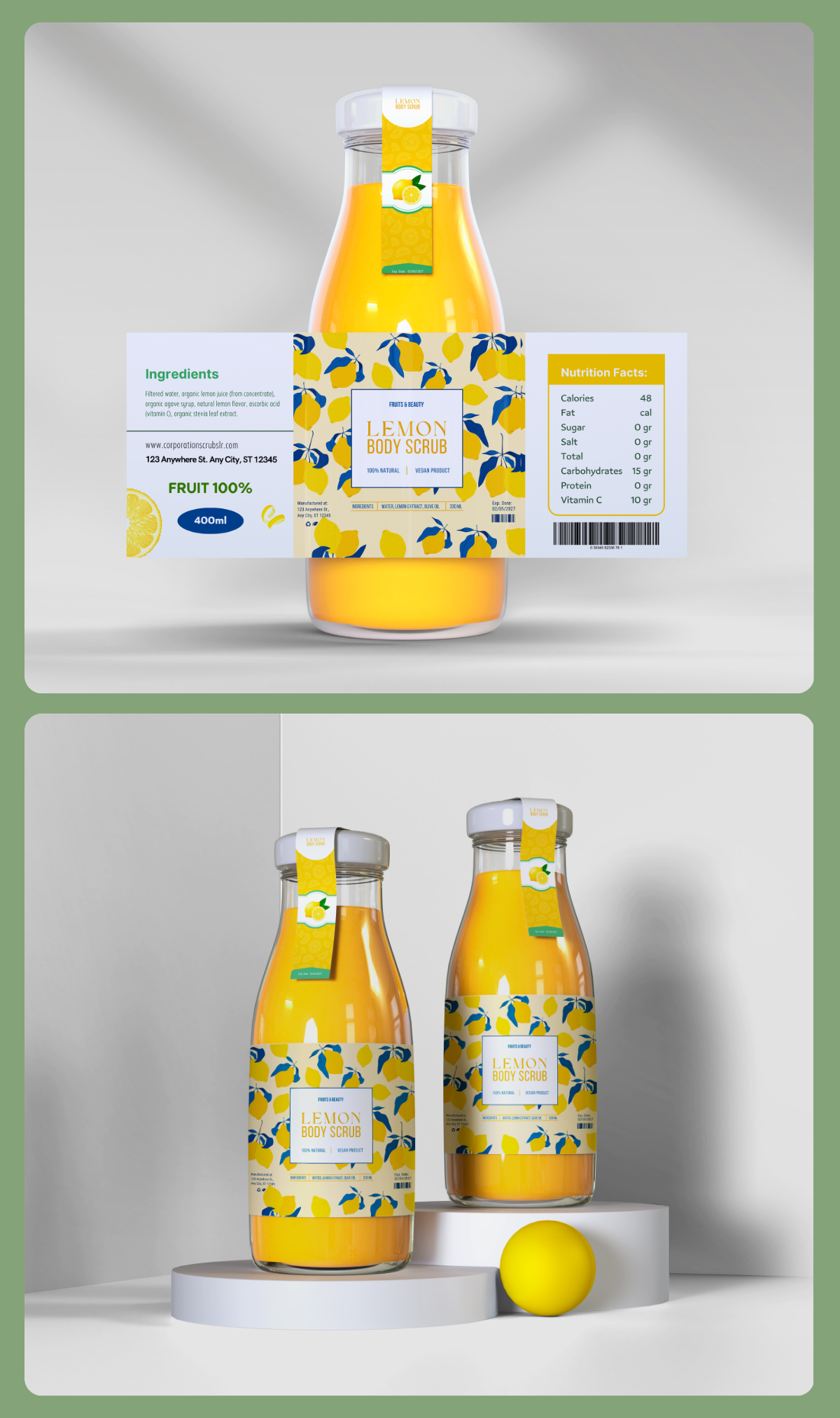 Orange and Green Minimalist Vegan Cafe Brand Board